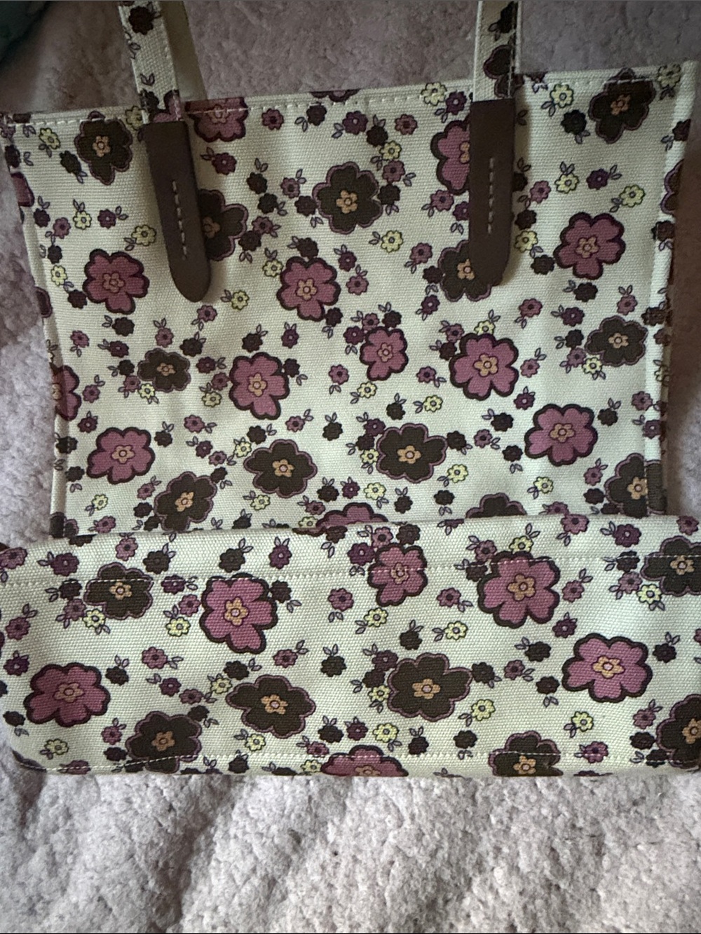 Coach Floral Canvas Tote in Cream, Pink and Brown - Picture 5 of 5